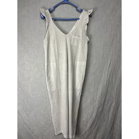 FREE PEOPLE FP BEACH ONCE UPON A SEA MIDI TEE SHIRT RUFFLE SLEEVE DRESS XS - Picture 3 of 8